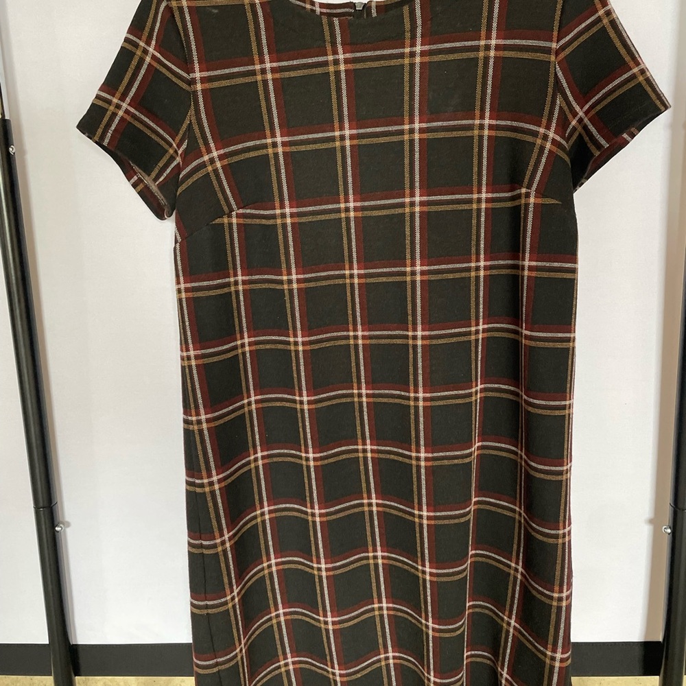 LOFT Plaid Short Sleeve Sheath Dress